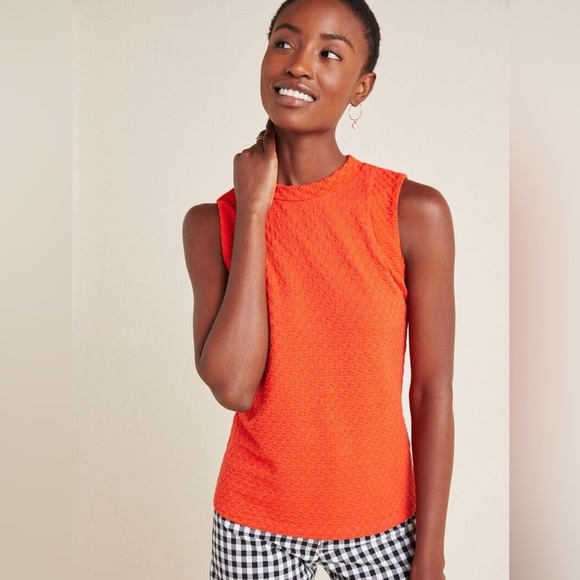Maeve by Anthropologie Jacquard Sleeveless Top Red/Orange Medium EUC - Picture 9 of 11